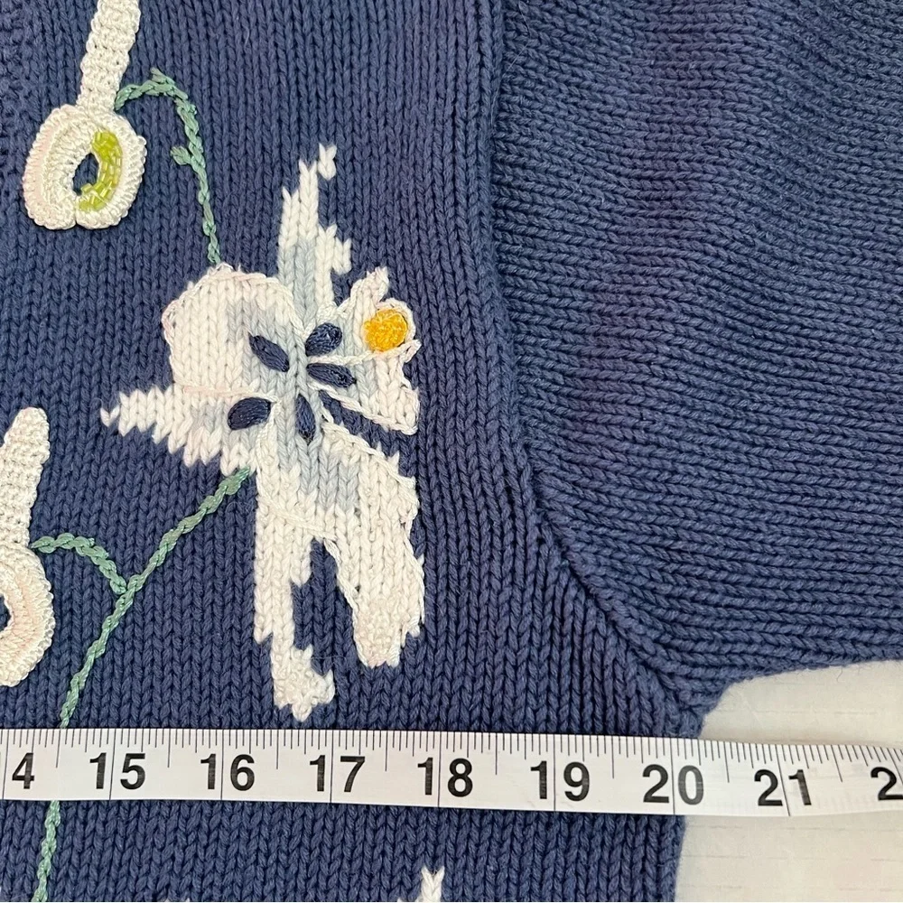 Storybook Knits Celestial Blooms Vintage 90s Floral Embroidered Cardigan S - Picture 15 of 16